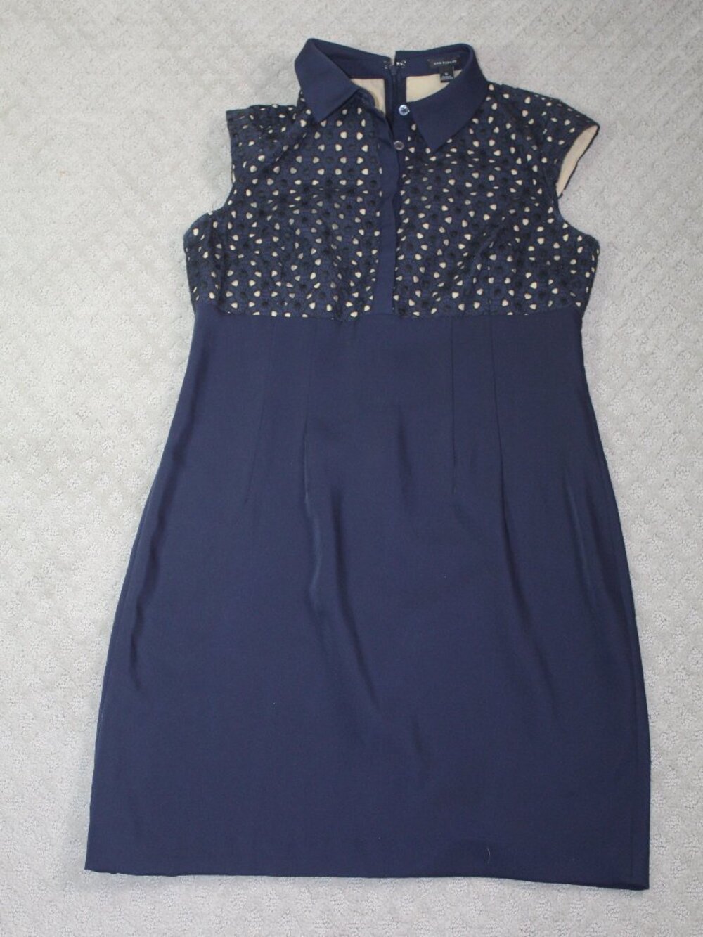 Ann Taylor Size 6 Navy Blue Collared Dress